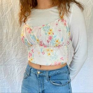 Sheer floral babydoll lingerie top